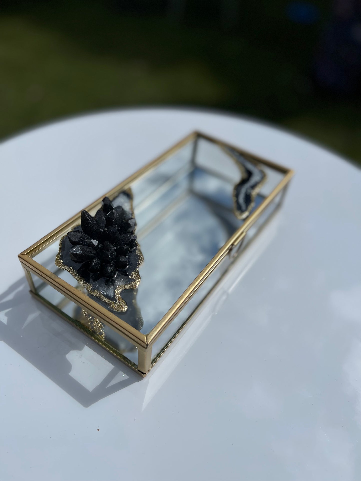 Jewelry box black gold 7.9 x 3.9 x 1.6"
